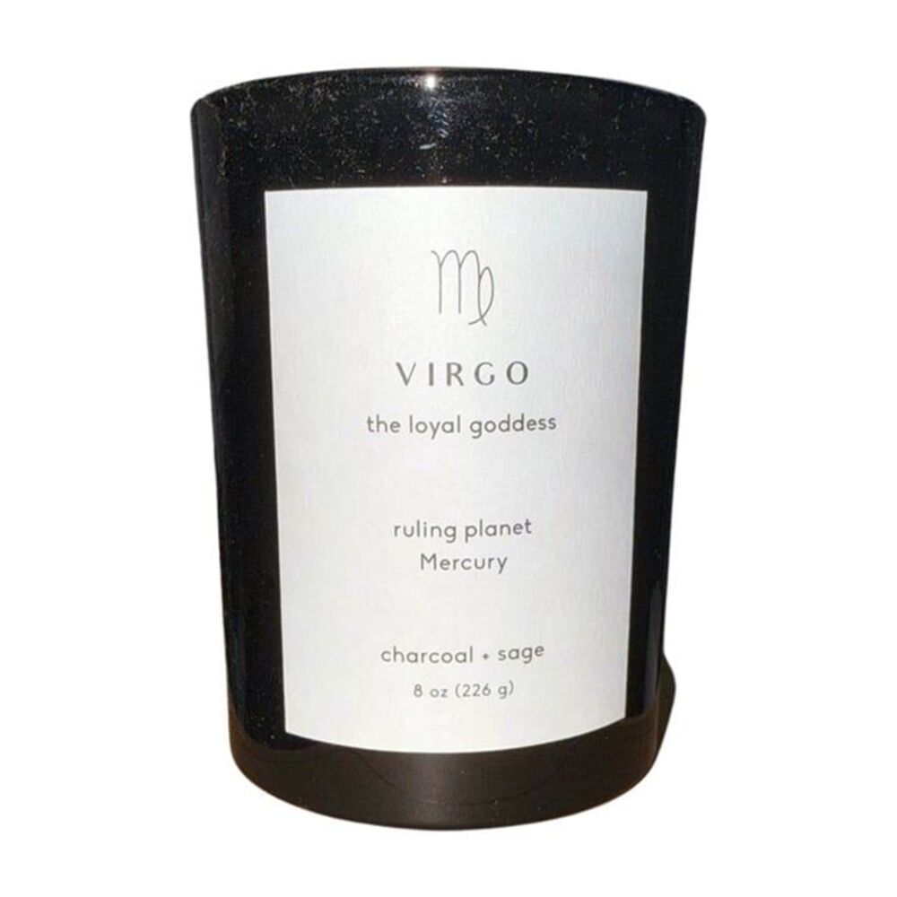NWT Threshold 8oz Glass Jar Zodiac Virgo Candle Black - Soy & Paraffin Wax